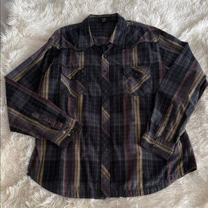 Arizona Jean Company Plaid Shirt - Black and Yellow XXL